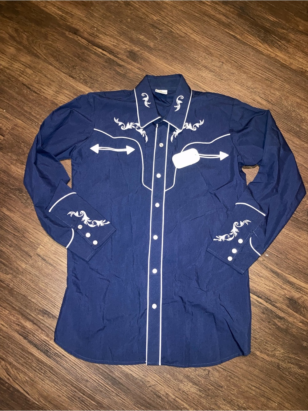 Espuela de oro kids boys Navy blue Western Button-Up Shirt size 16
